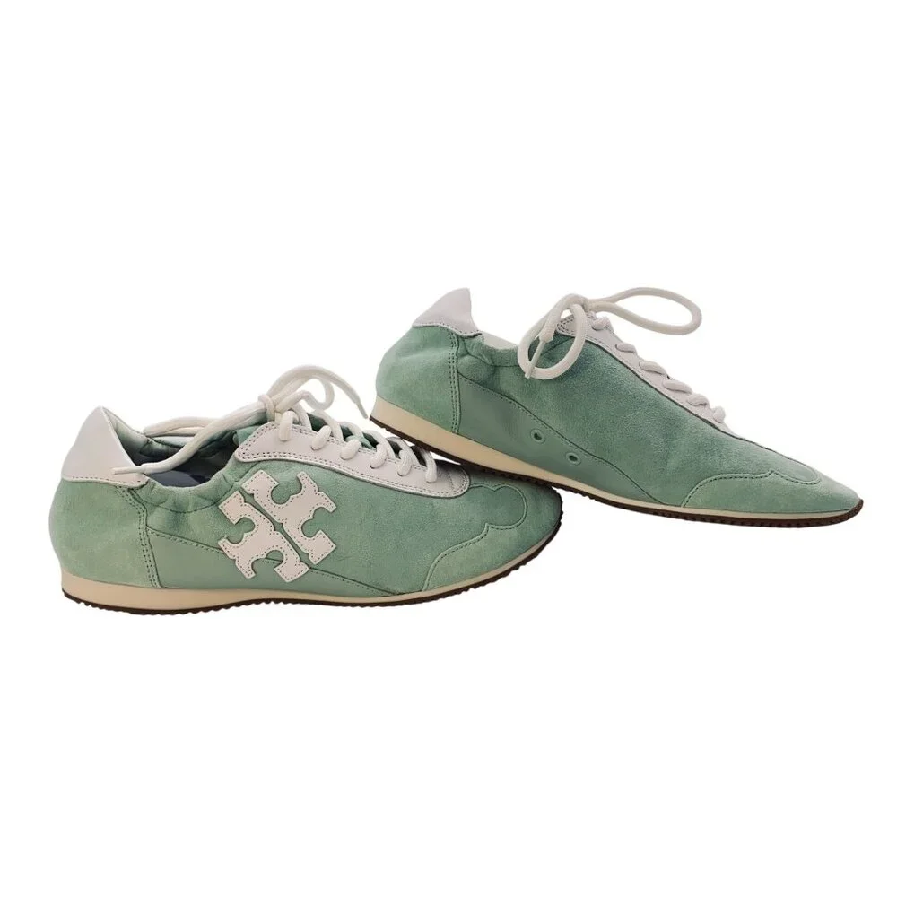 Tory Burch Mint Green & White Leather & Suede Sneakers Womens Size 7.5M - Picture 7 of 13